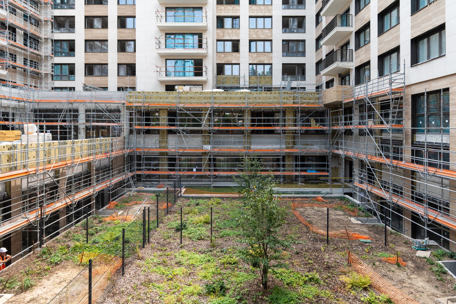 Cœur d’îlot en cours d’aménagement pendant le chantier